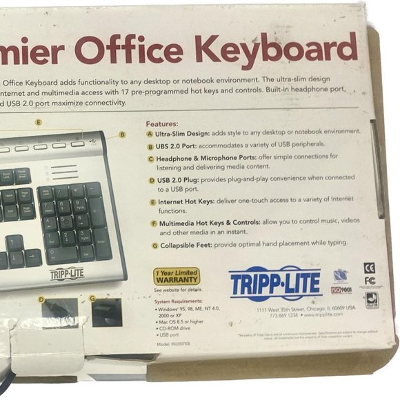 Tripp-Lite Noteables Premier Office Keyboard- Like New - Picture 4 of 7